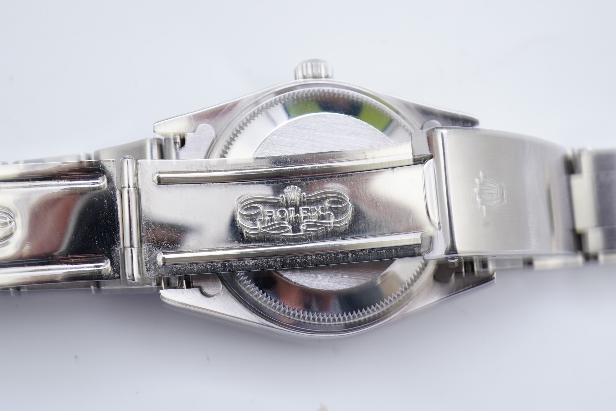 A gentleman 1990's stainless steel Rolex Oyster Perpetual Date wrist watch